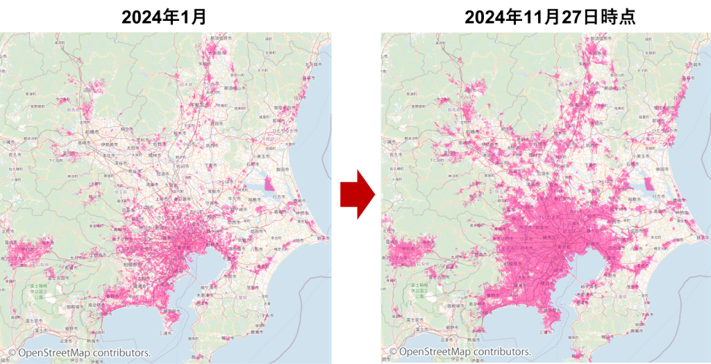 関東地方での楽天回線5G（Sub6）エリア拡大