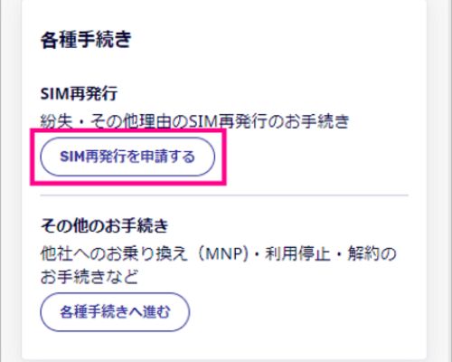 SIMタイプ選択画面